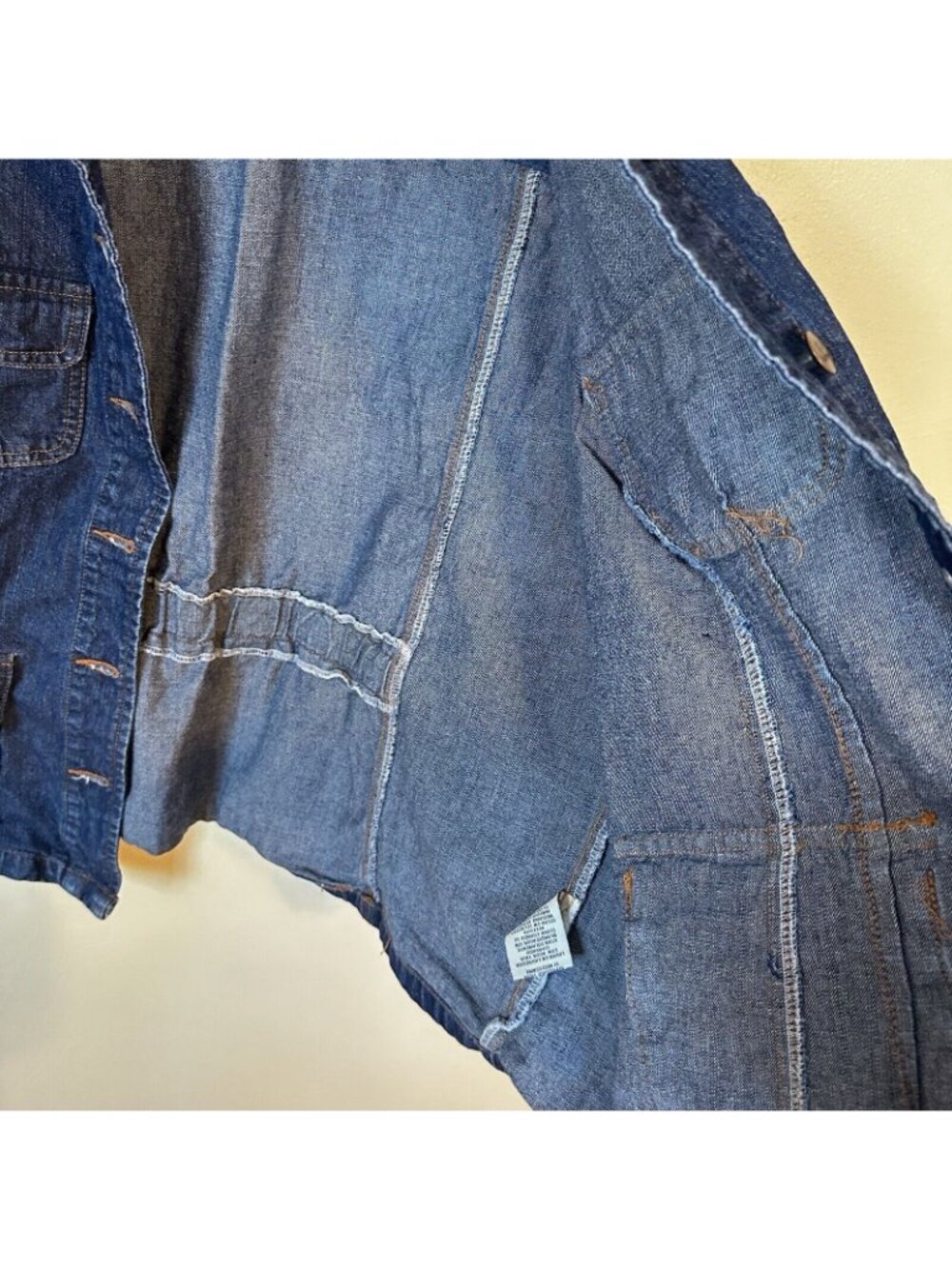 CJ Blue Womens 2X Denim Jacket Oversized Lightweight Coat Workwear Y2K Pockets - Picture 5 of 11